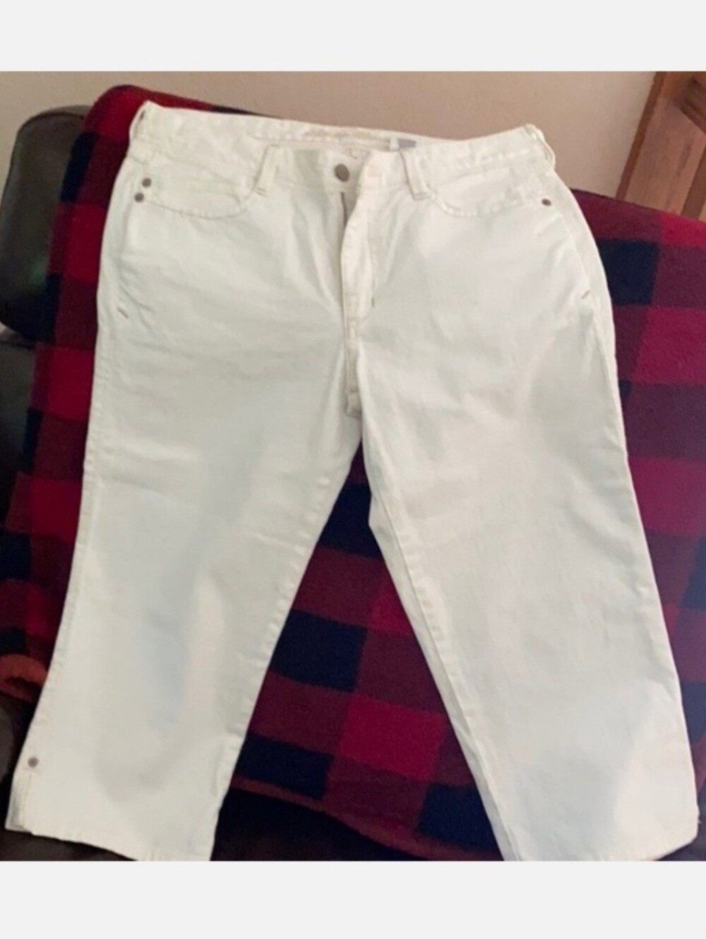 Eddie Bauer White 21" Novelty 5 Pocket Capri  Women's 8T Tall Spring Summer EUC